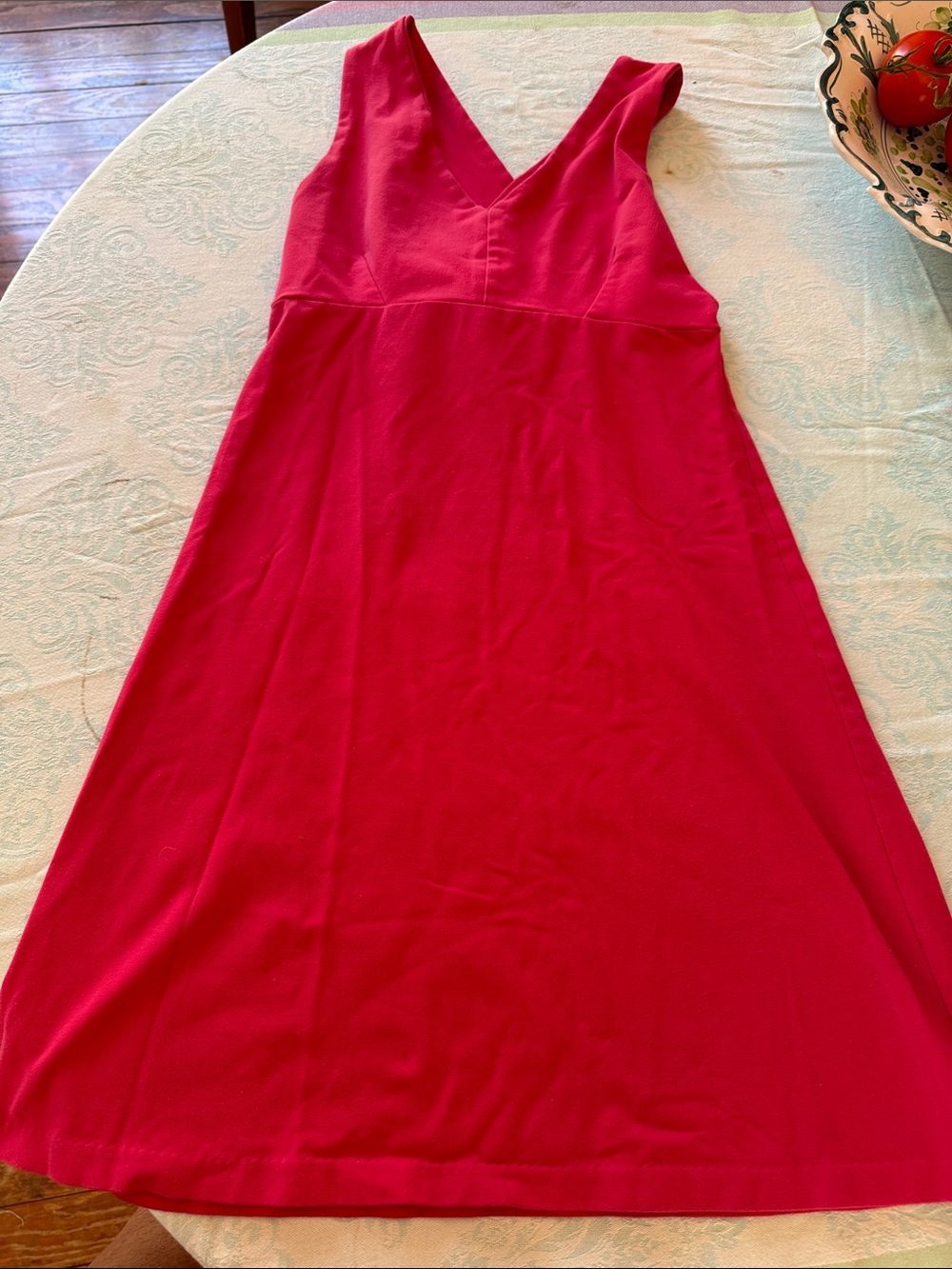 V-neck Sleeveless A-line Dress in Bright Pink